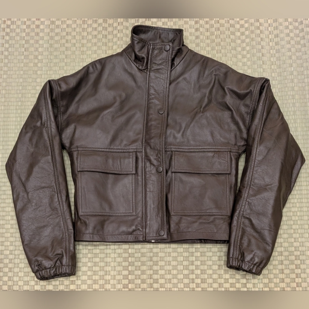 In My Element Cropped Brown Leather Jacket Womens Size Small Handmade in UK